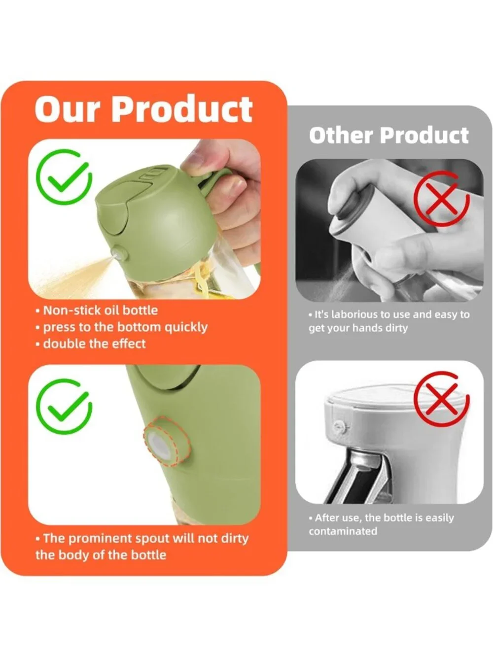 16oz Glass Olive Oil Sprayer & Dispenser Bottle - Kitchen Gadget for Cooking